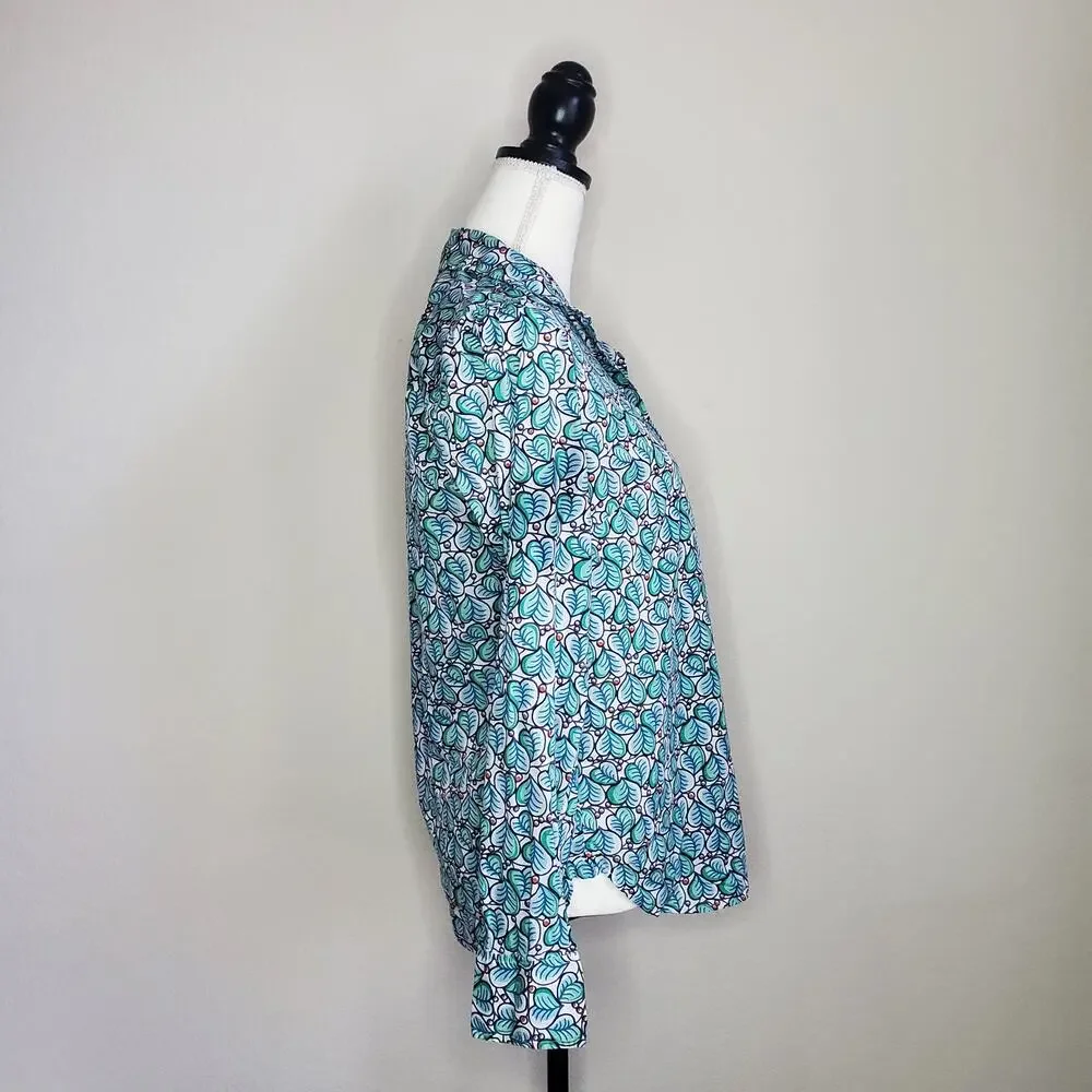 J.Crew Foliage Print Long Sleeve Blouse 8